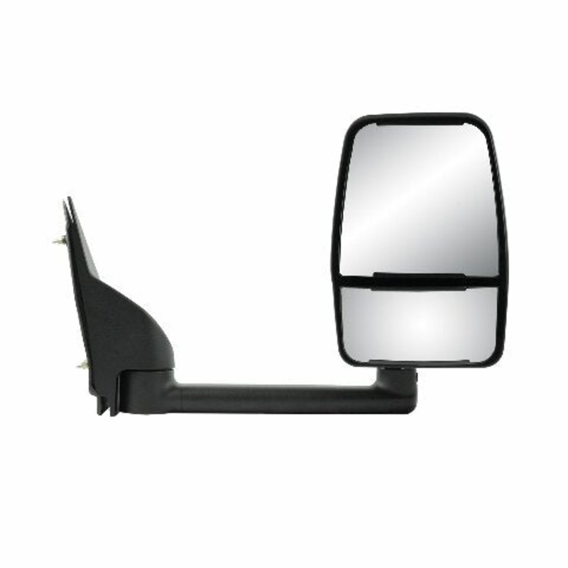 Compatible with System Passenger Side Towing Mirror Compatible with Chevrolet Express Van/GMC Savana Full Size Van, Textured Black w/PTM Cover, Dual Lens, Foldaway, Manual