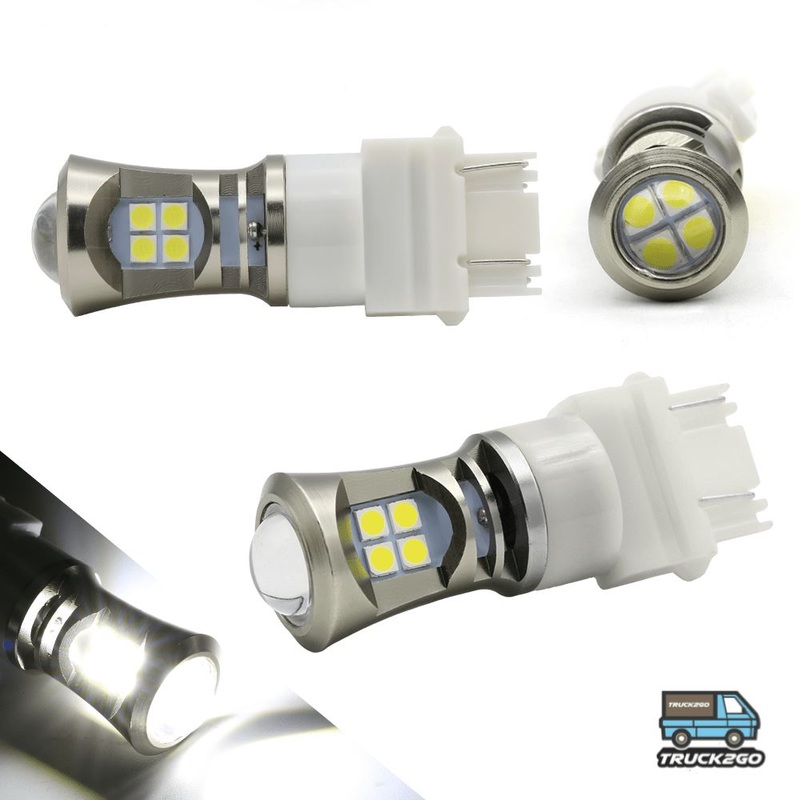 SYNETICUSA 3157 / 3156 Turn Signal – Daytime Running DRL LED Projector Light Bulbs (White)