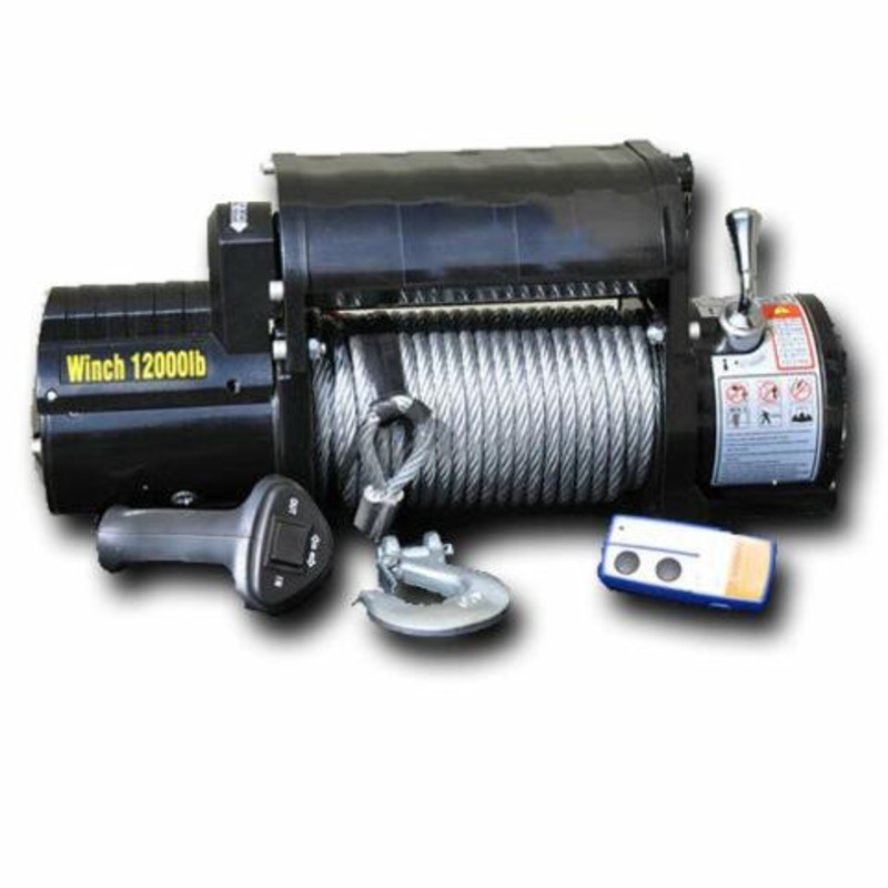 DV8 Offroad | WB12SC | Recovery Winch | Steel Cable with Roller Fairlead | 12,000 Line Pull Rating | 6.0HP Motor | 3-Stage Planetary Gears in 265:1 Ratio | Dual Remotes Included