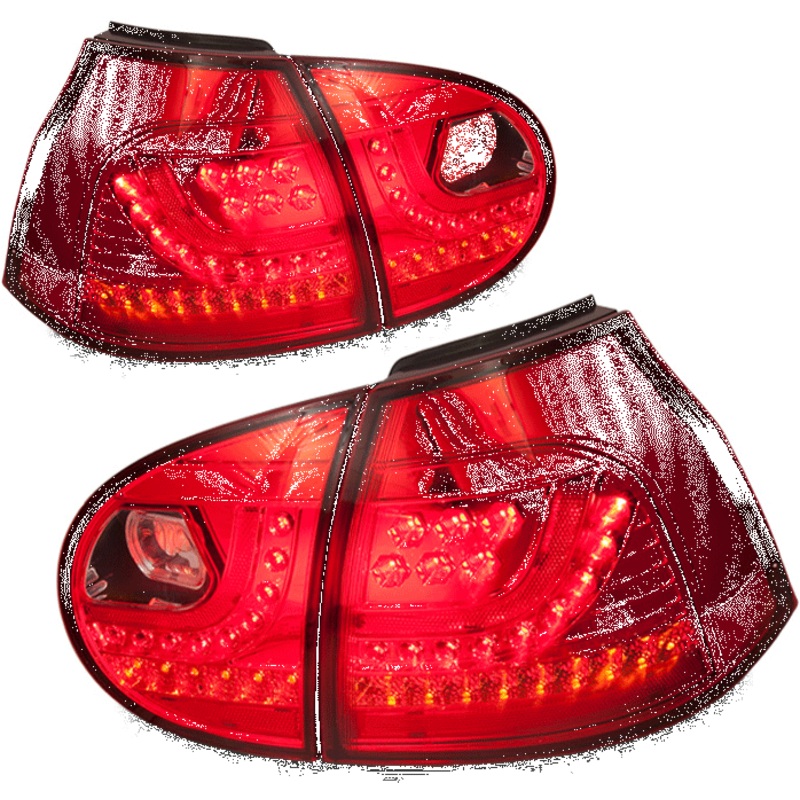 For 2006-2009 Volkswagen GTI/Rabbit LED Taillight – Chrome / Red