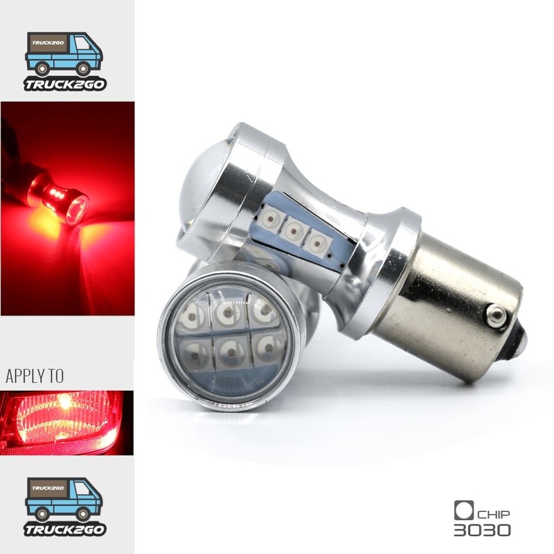 SYNETICUSA 1156 Turn Signal / Brake LED Projector Light Bulbs – Red