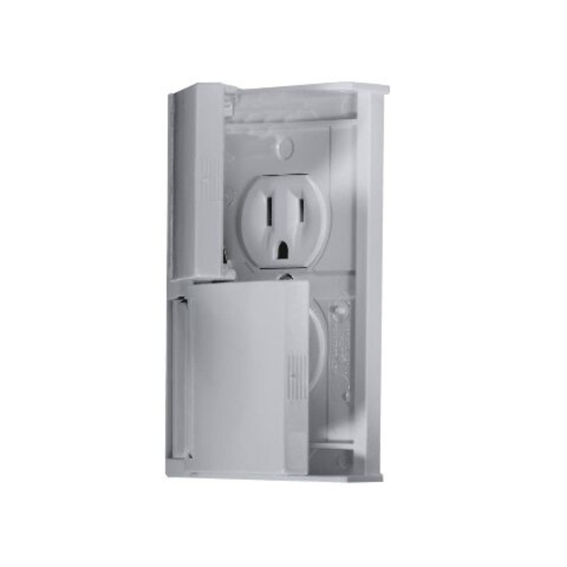 RV Designer S901, Weatherproof Dual Outlet with Snap Cover Plate, Grey, AC Electrical