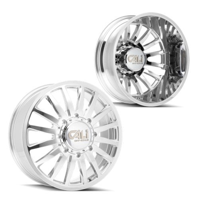20×8.25 CALI Summit 9110D Polish/Milled 11-UP GM Dually Wheels 8×210 Set of 6 (Fits UP to 13.50 tire)