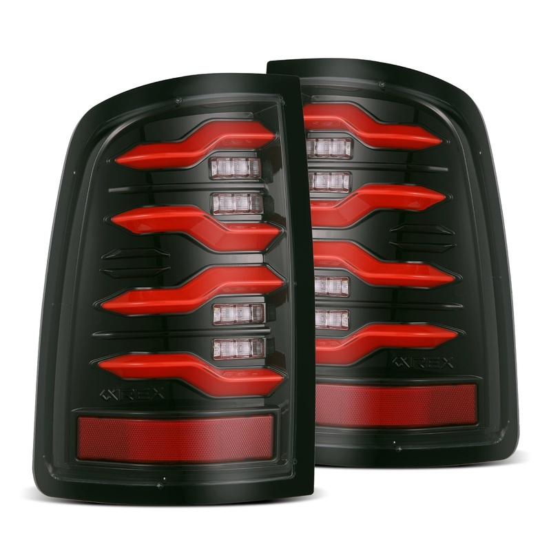 ALPHAREX 2009-2018 Ram Truck LUXX-Series LED Tail Lights Black-Red