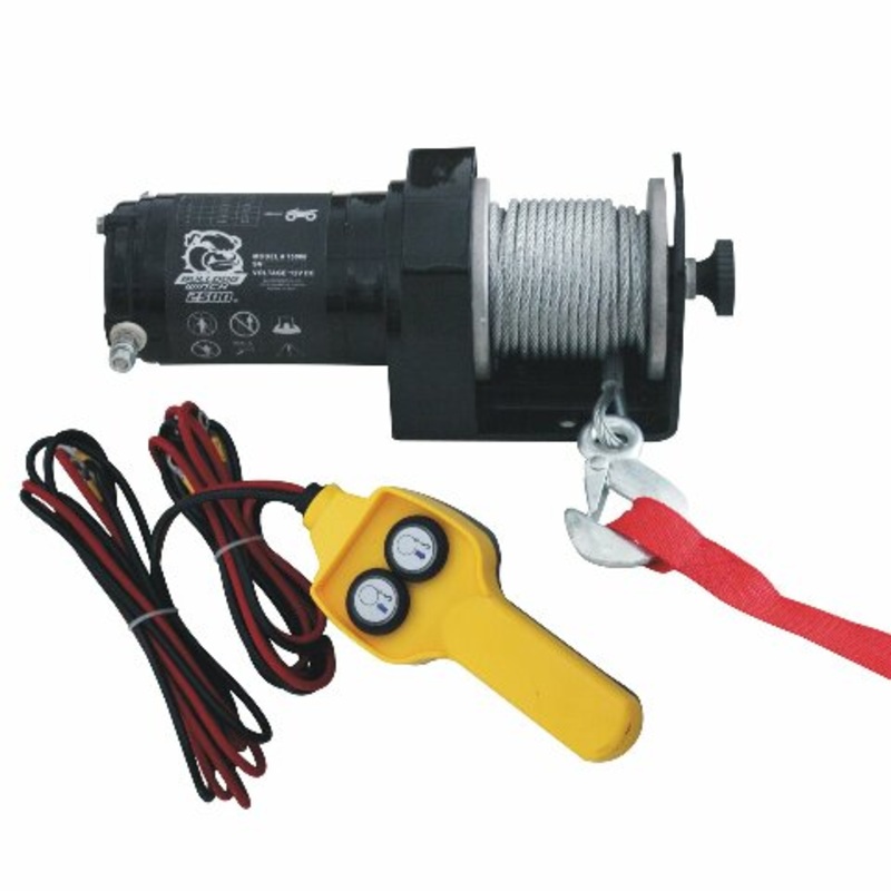 BULLDOG Winch 15008 Winch (2000lb Utility with 50 Ft Wire Rope, Hand held Controller)
