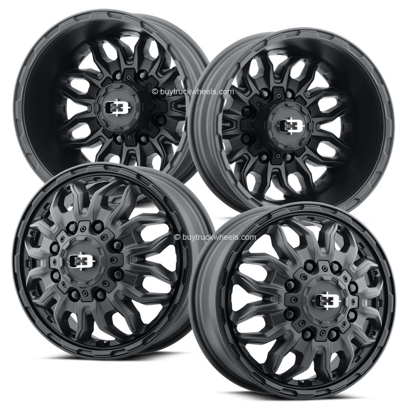 17×6.5 Vision Korupt Satin Black 4 Wheel Kit 8×200 2005-Present F350 DRW