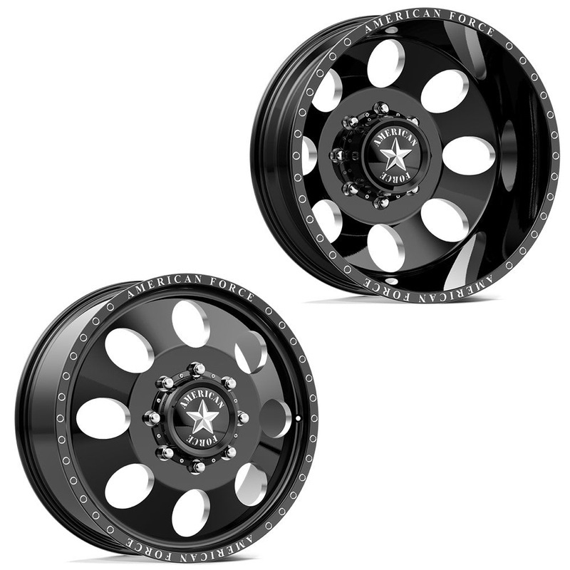 22×8.25 American Force DB01 Radial Gloss Black Milled 99-04 FORD DUALLY Wheels 8×170 Set of 6 (Fits up to 12.50 tire)