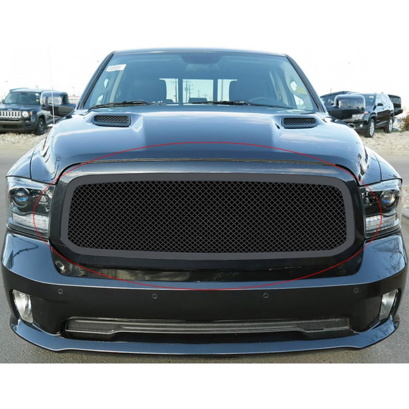 APS GR04GEI86K Main Upper Black Wire Mesh Grille Fits 2013-2021 Ram 1500