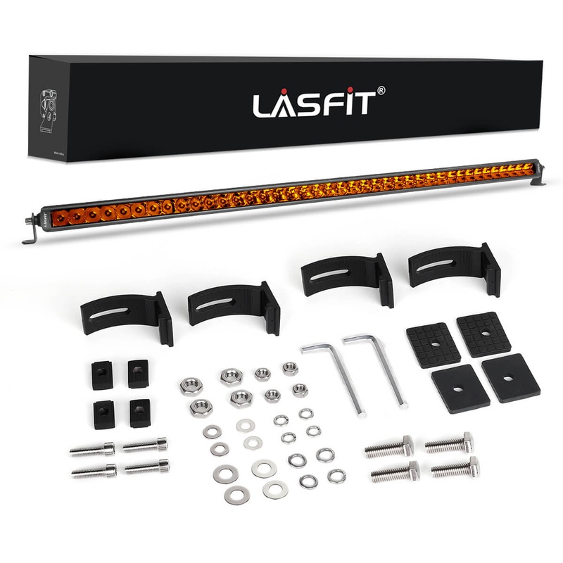 Lasfit 42″ Off-Road LED Amber Light Bar With Slim Single Row Combo Flood Spot Design | Roof Rack Windshield Mount