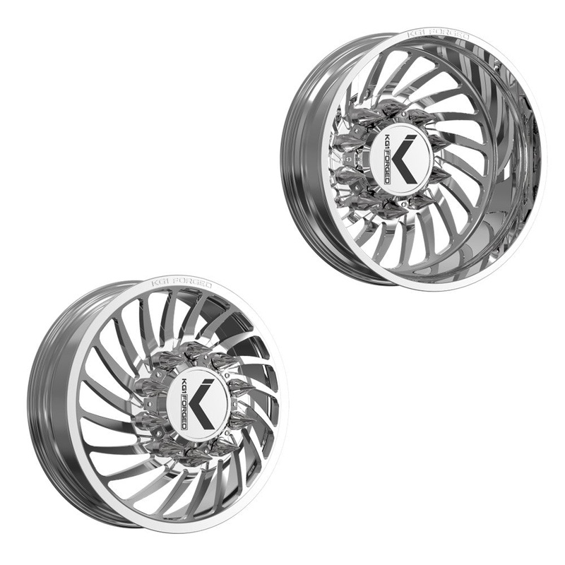 22×8.25 KG1 Forged KD023 Bender-D Polished 11-UP GM DIRECTIONAL DUALLY Wheels 8×210 Set of 6 (Lug Nuts/Adapters Included) Fits UP to 13.50 tire