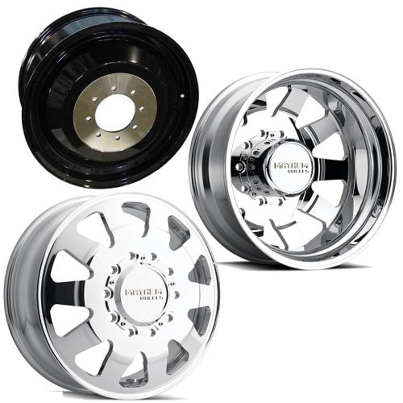 22×8.25 Mayhem 8181 Challenger Polished DUALLY Wheels (No Caps) 10×225 Set of 6 (Fits Stock UP to 285 tire)