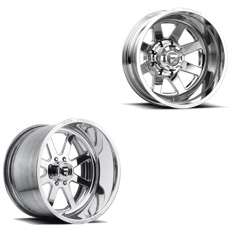 24×12 Fuel Forged FF09D Polished 19-UP DODGE DUALLY SUPER SINGLE Wheels 8 Lug Set of 6 (Fits UP to 12.50 tire)