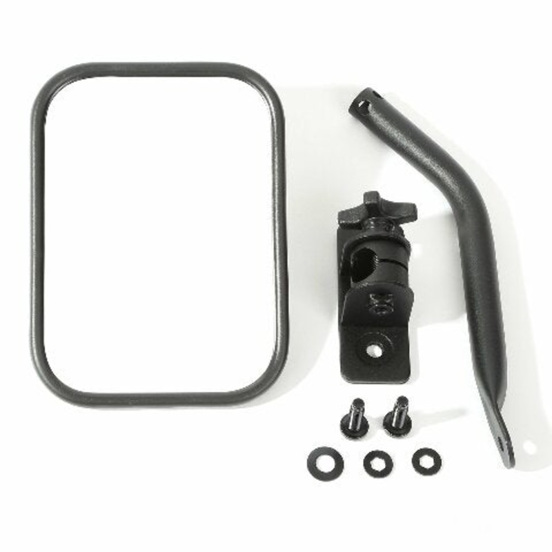 Rugged Ridge | Quick Release Mirror, Rectangular, Textured Black | 11025.18 | Compatible with Jeep Wrangler 1997-2018