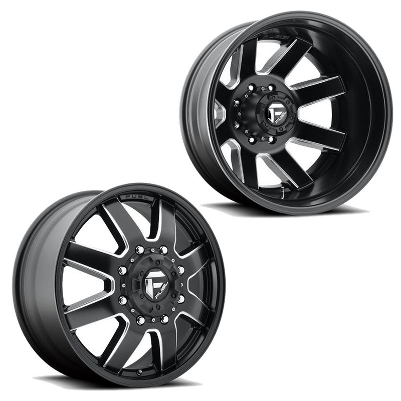 17×6.5 D538 Fuel Maverick Black Milled 11-UP GM DUALLY Wheels 8×210 Set of 4 (Fits Stock UP to 285 tire)