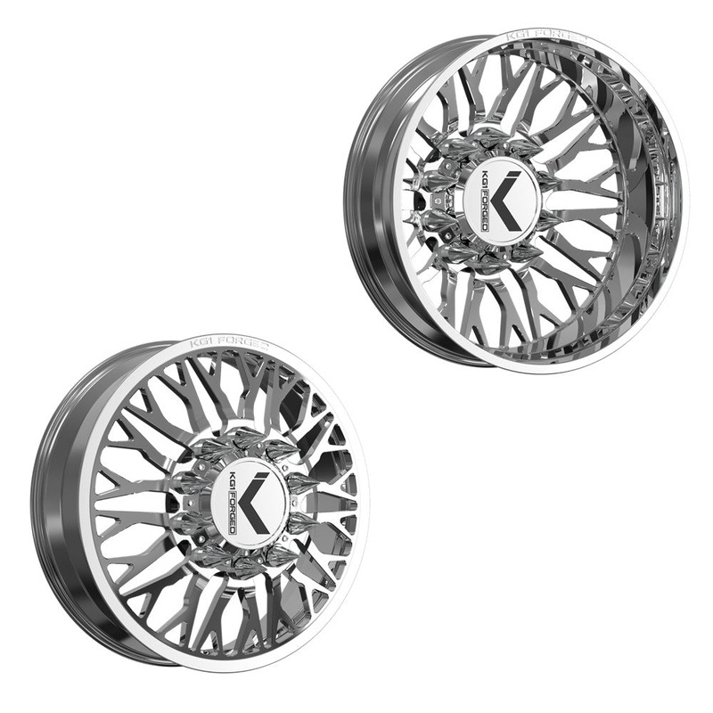26×8.25 KG1 Forged KD081 Buckler Polished  DUALLY Wheels 10×285 Set of 6 (Lug Nuts/Adapters Included) Fits up to 13.50 tire