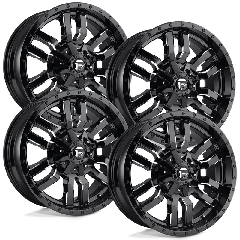 Fuel Sledge D595 Milled Gloss Black Aluminum Ford SRW Wheel Kit (8×170)