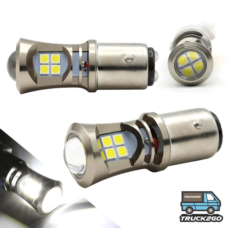 SYNETICUSA 1157 Turn Signal / Daytime Running DRL LED Projector Light Bulbs (White)