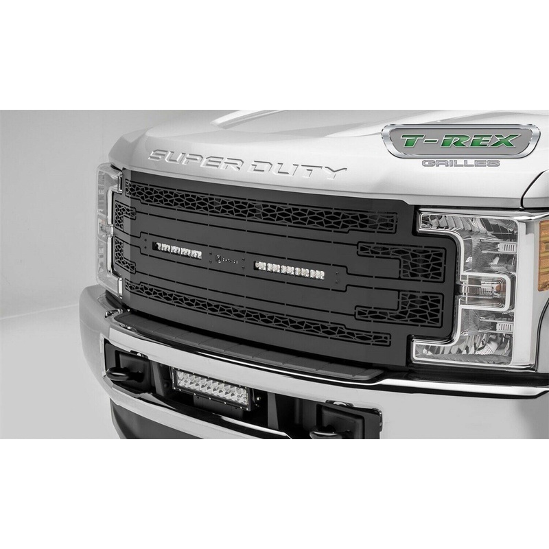 T-REX Grilles Z315471 Black Mild Steel Laser Cut Pattern Grille Fits 2017-2019 Ford F-250 F-350 F-450 F-550