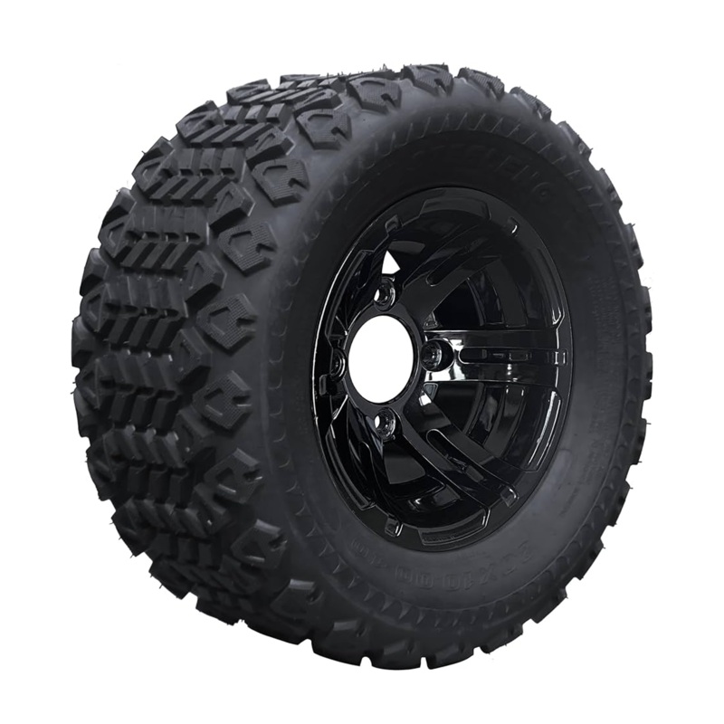 10.00-20 7.5″ GRI BOMBCART Wide Tread, Standard, Solid, Black