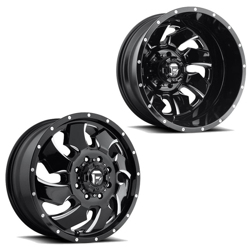 20×8.25 D574 Fuel Cleaver Blk Milled 99-04 FORD DUALLY Wheels 8×170 Set of 6 (Fits Stock UP to 285 tire)