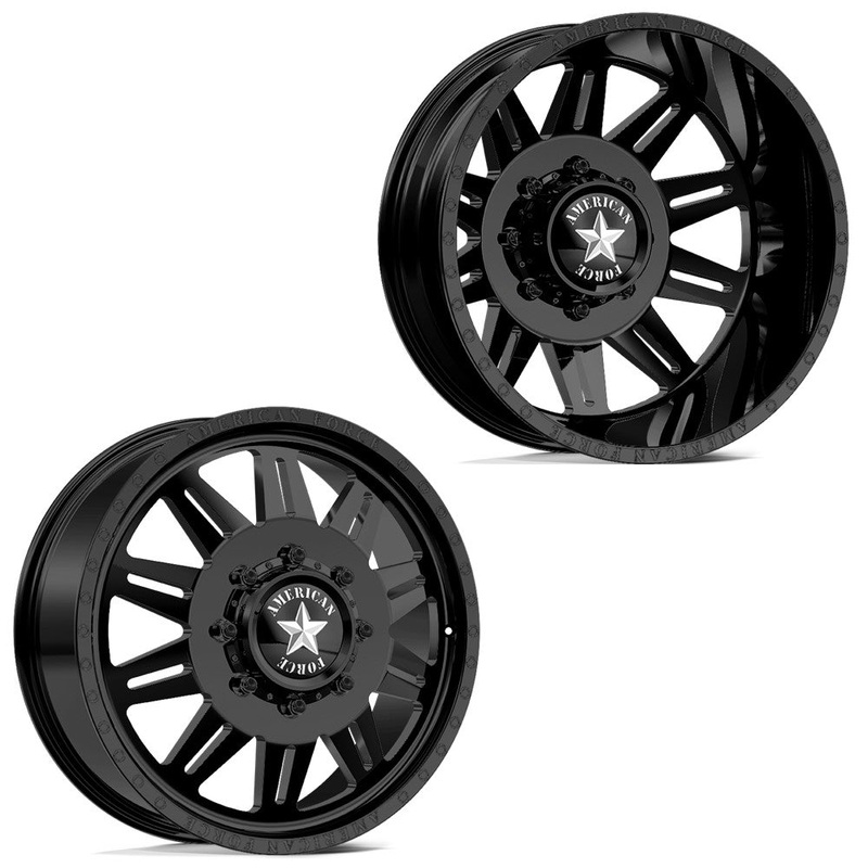 24×8.25 American Force DB04 Clutch Black PRE-19 DODGE DUALLY Wheels 8×6.5 Set of 6 (Fits up to 12.50 tire)