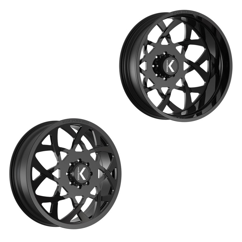 24×8.25 KG1 Forged KD008 Orbital Gloss Black 05-UP FORD 19-UP DODGE DUALLY Wheel 8×200 Set of 6 (Fits UP to 12.50 tire)
