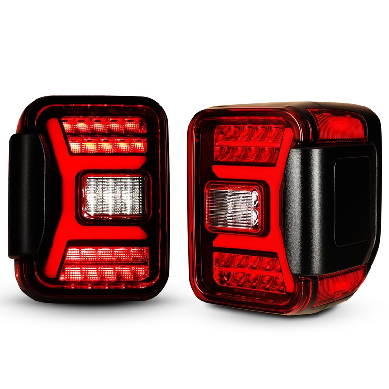For 2019-2025 Jeep Gladiator JT LED Sequential Tail light – Black/Red