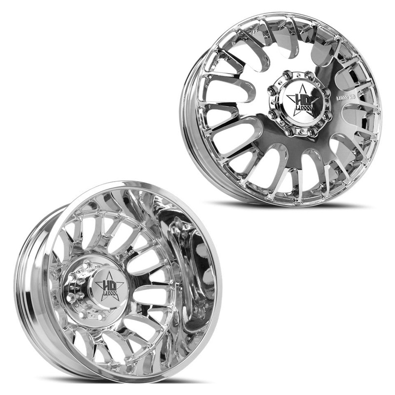 17×6.5 Luxxx LHD34 Chrome 05-UP FORD 19-UP DODGE DUALLY Wheels 8×200 Set of 4 (Fits Stock Tire Sizing)