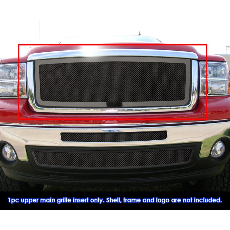 APS GR07GFD75H Main Upper Black Wire Mesh Grille Fits 2007-2013 GMC Sierra 1500
