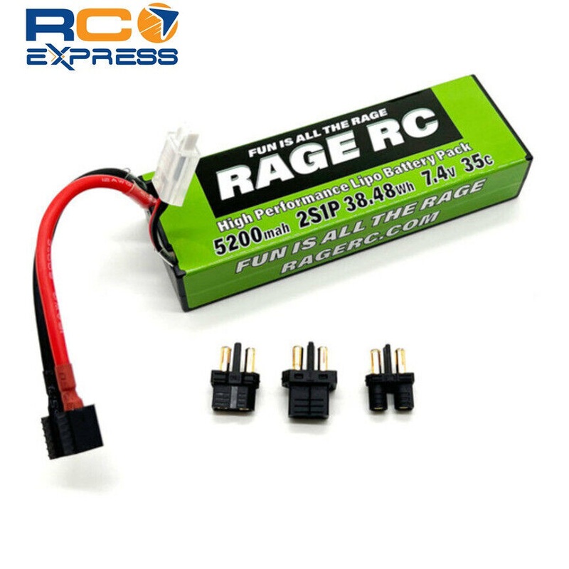 Rage RC High Performance Lipo Battery Pack 5200mah 2S1P 38.48wh 7.4v 35c Hard Case