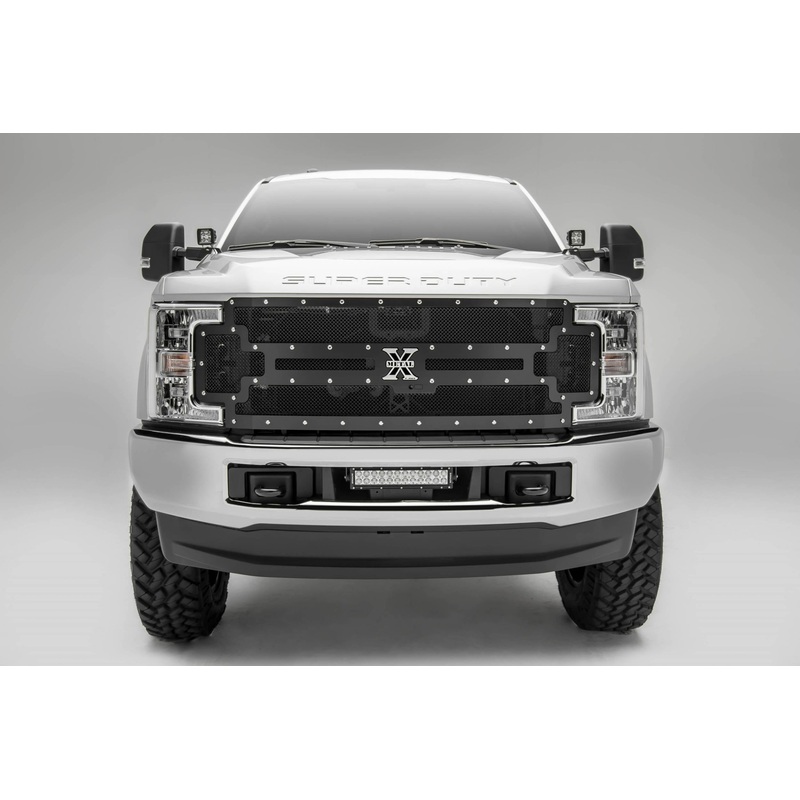 T-REX Grilles 6715371 Black Mild Steel Small Mesh Grille Fits 2017-2019 Ford F-250 F-350 F-450 F-550