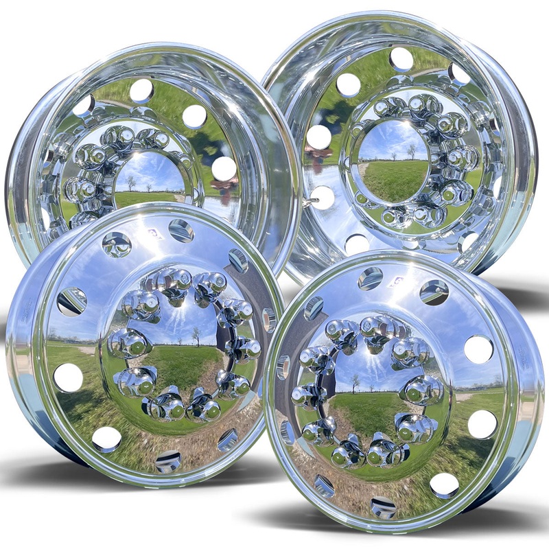 19.5×6.00 Alcoa High Polished Both Sides (2008-2011) Dodge Ram 4500/5500 DRW 10x225mm 4 Wheel Kit