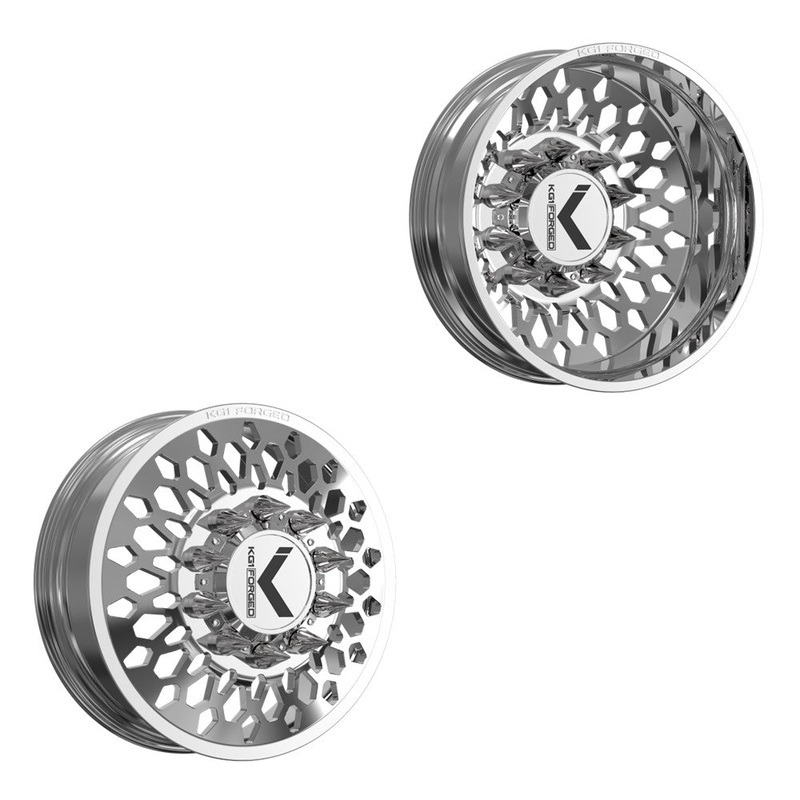 26×8.25 KG1 Forged KD066 Glitz-D Polished FORD F-450/F-550 DODGE 4500/5500 DUALLY Wheels 10×225 Set of 6 (Lug Nuts/Adapters Included) Fits UP to 13.50 tire