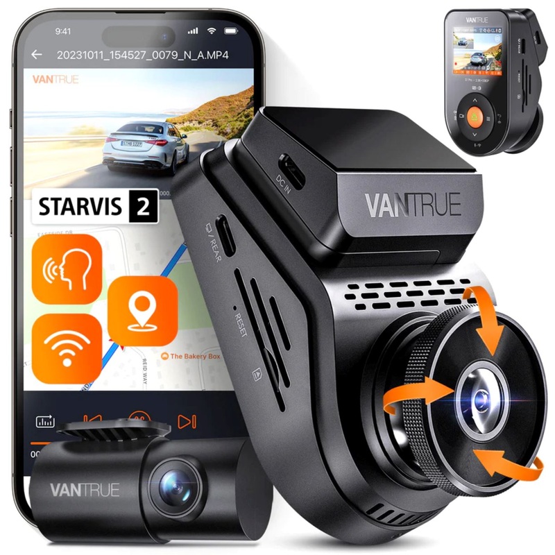 VANTRUE Sonnet 1 PRO (S1PRO) Front 2.7K Resolution + Rear 1080P 2-Channel Dash Camera (Compatible with LTE)