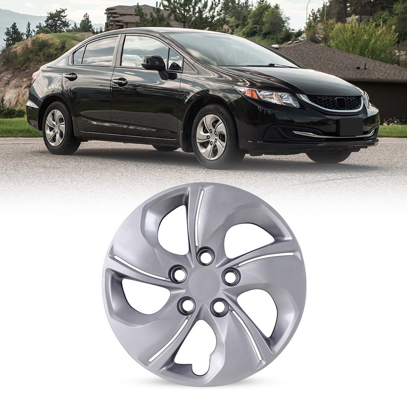 WINJET 15′ Hubcaps Wheel Rims Cover for 2013-2015 Honda Civic (1pc) – Sliver