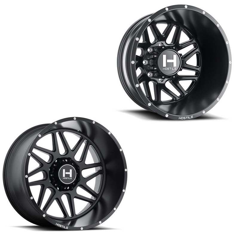 20×9 Hostile H401 Sprocket Asphalt (Matte Black) PRE-11 GM PRE-19 DODGE DUALLY SUPER SINGLE Wheels 8×6.5 Set of 6 (Fits up to 12.50 tire)