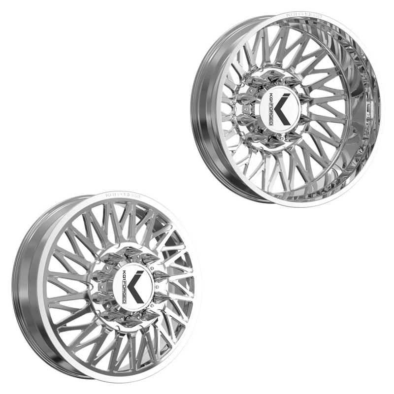 24×8.25 KG1 Forged KD054 Glaze Polished 11-UP GM DIRECTIONAL DUALLY Wheels 8×210 Set of 6 (Lug Nuts/Adapters Included) Fits up to 13.50 tire