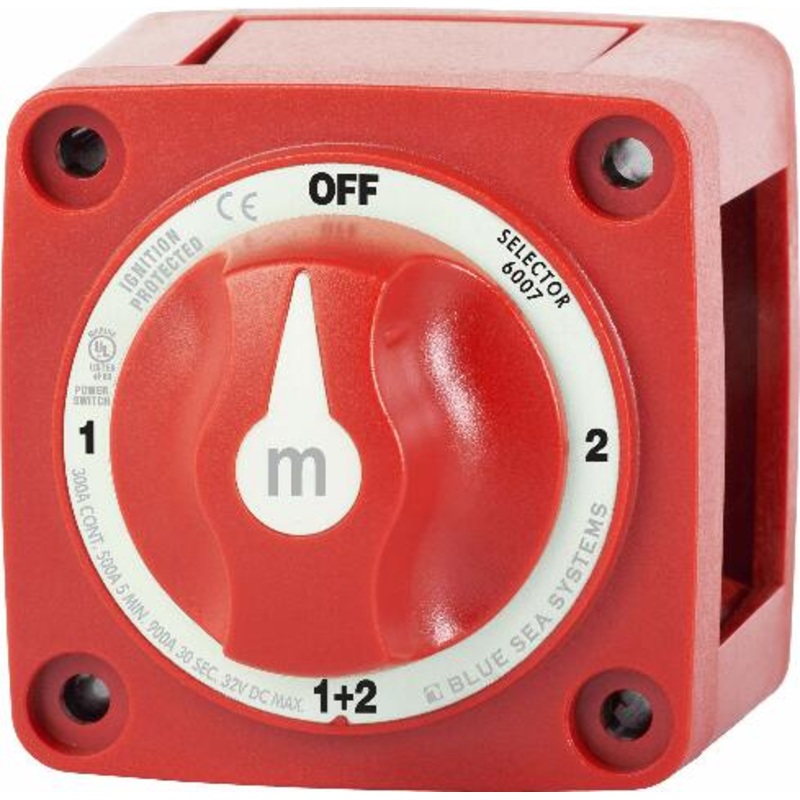 Blue Sea Systems 6007 m-Series Battery Switch Selector 4 Position, Red