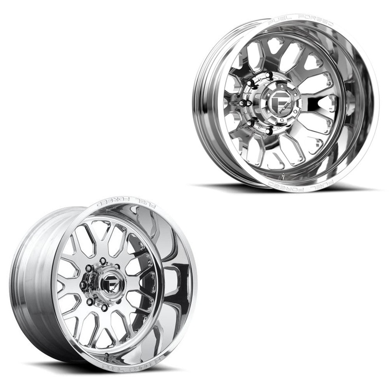 24×12 Fuel Forged FF19D Polished 05-UP FORD DUALLY SUPER SINGLE Wheels 8 Lug Set of 6 (Fits Stock UP to 285 tire)