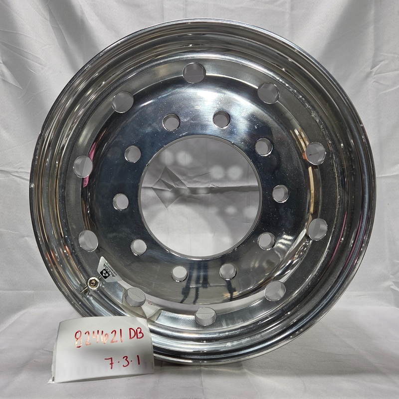 22.5×12.25 Alcoa 10x285mm Hub Pilot Mirror Polish Flat Face Wheel Front Only (4.75″ offset) (returned item)