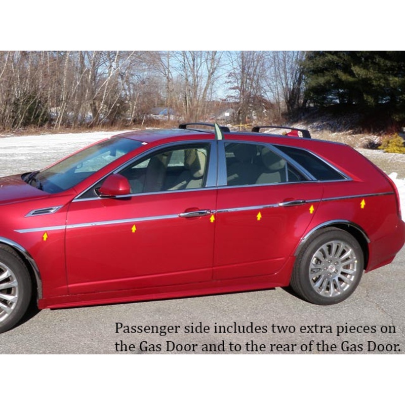 Cadillac CTS 2008-2013, 4-door, Sedan (14pc Stainless Steel Body Side Molding Accent) AT48255 QAA