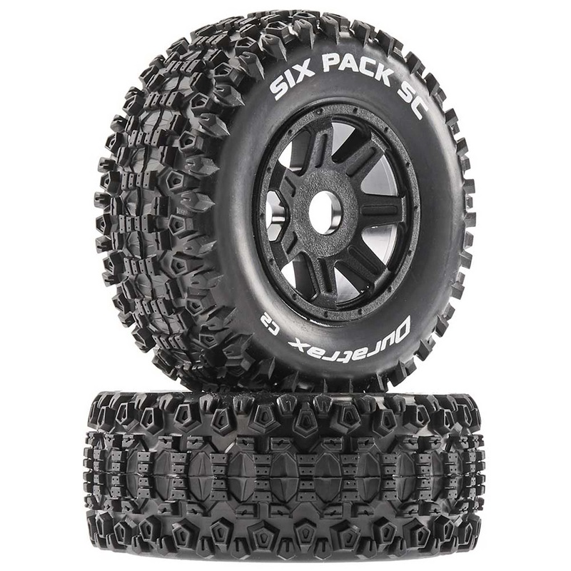 Duratrax Six Pack SC Mounted Soft Tires, Black 17mm Hex (2)