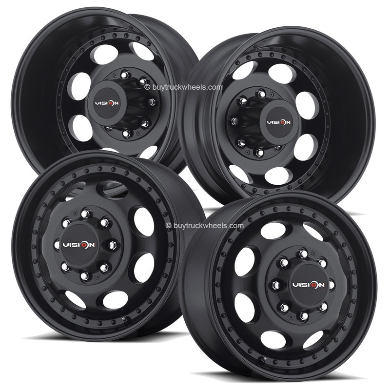 17×6.5 Vision Matte Black 4 Wheel Kit 8×200 2005-Present F350