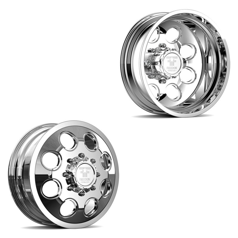 22×8.25 Freedom Forged FF01 Founder Polished 05-UP FORD 19-UP DODGE DUALLY Wheels 8×200 Set of 6 (Fits UP to 12.50 tire)