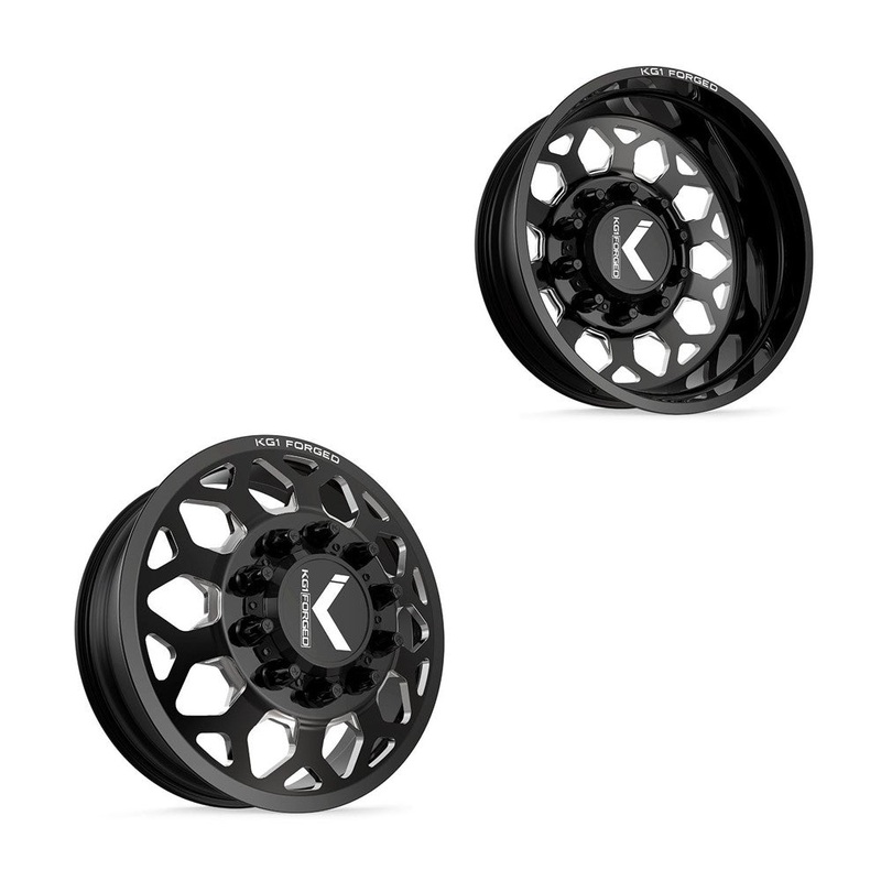 24×8.25 KG1 Forged KD006 Blitz Black Milled 99-04 FORD DUALLY Wheel 8×170 Set of 6 (Lug Nuts/Adapters Included) Fits UP to 13.50 tire