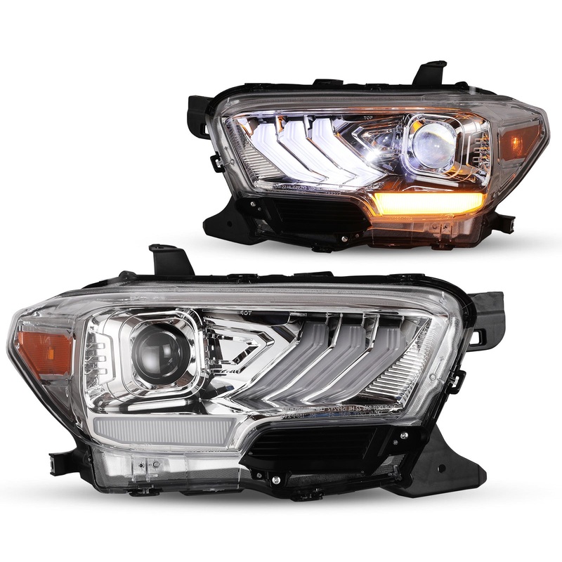 For 2016-2019 Toyota Tacoma/2020-2023 Tacoma SR, SR5, TRD Sport Headlights – Chrome/Clear