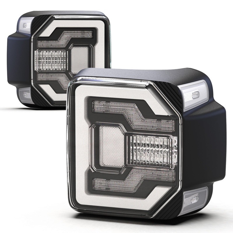 For 2018-2025 Jeep Wrangler JL & JLU  LED Sequential Taillights – Black / Clear
