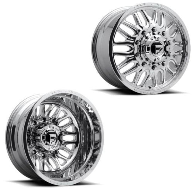 22×8.25 FF66D Fuel Forged Polished FORD F-450/F-550 DODGE 4500/5500 DUALLY Wheels 10×225 Set of 6 (Fits UP to 12.50 tire)