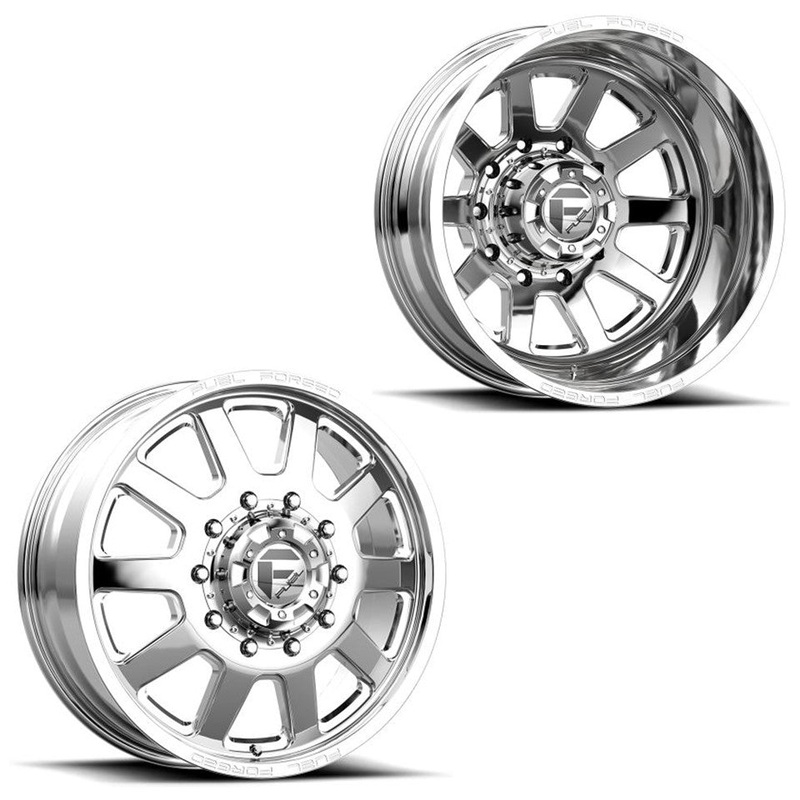 24×8.25 Fuel Forged FF09D Polished FORD F-450/F-550 DODGE 4500/5500 DUALLY Wheels 10×225 Set of 6 (Fits UP to 12.50 tire)