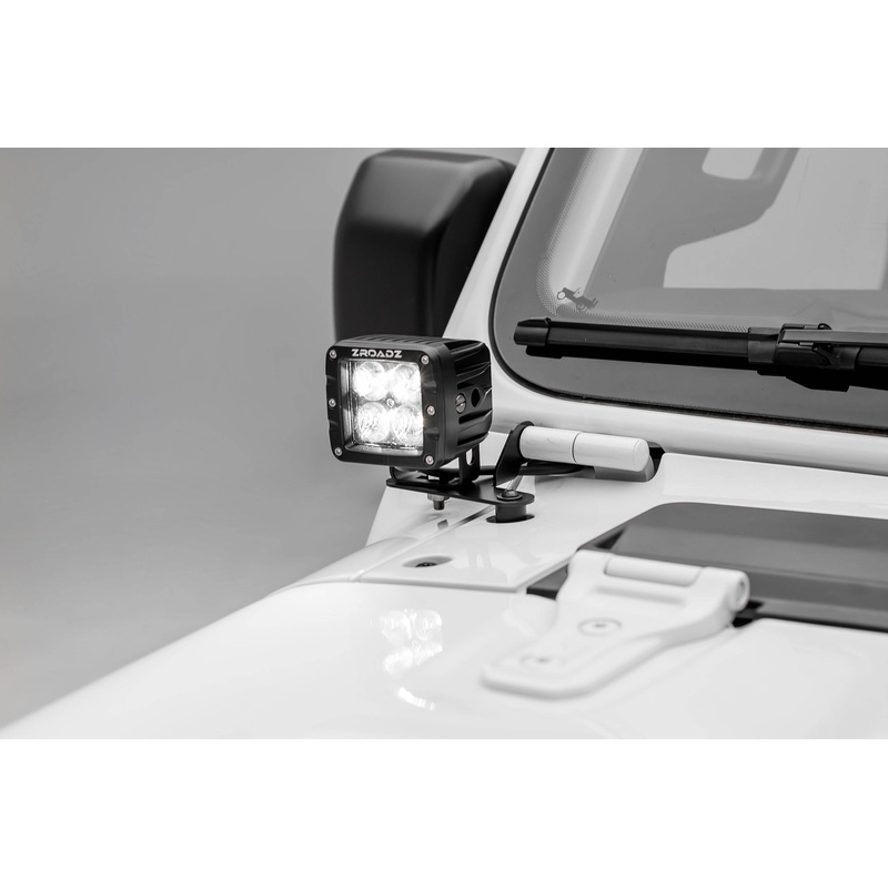 ZROADZ Z364941 Black Mild Steel Lower A Pillar LED Bracket Fits 2019-2023 Jeep Gladiator